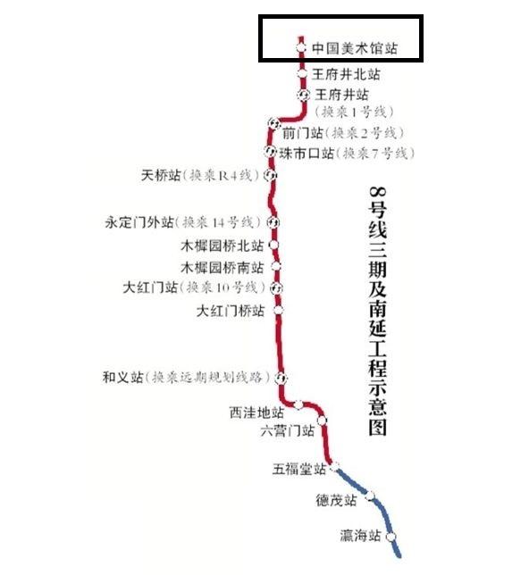 北京地铁8号线中国美术馆站终于开通,成为线路北段暂时的终点站