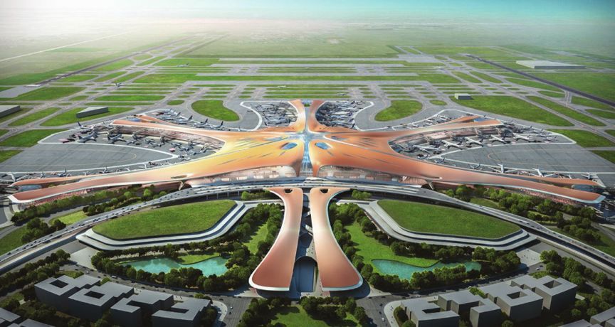 这一天,北京大兴国际机场航站楼工程已经进入了屋面施工倒计时.